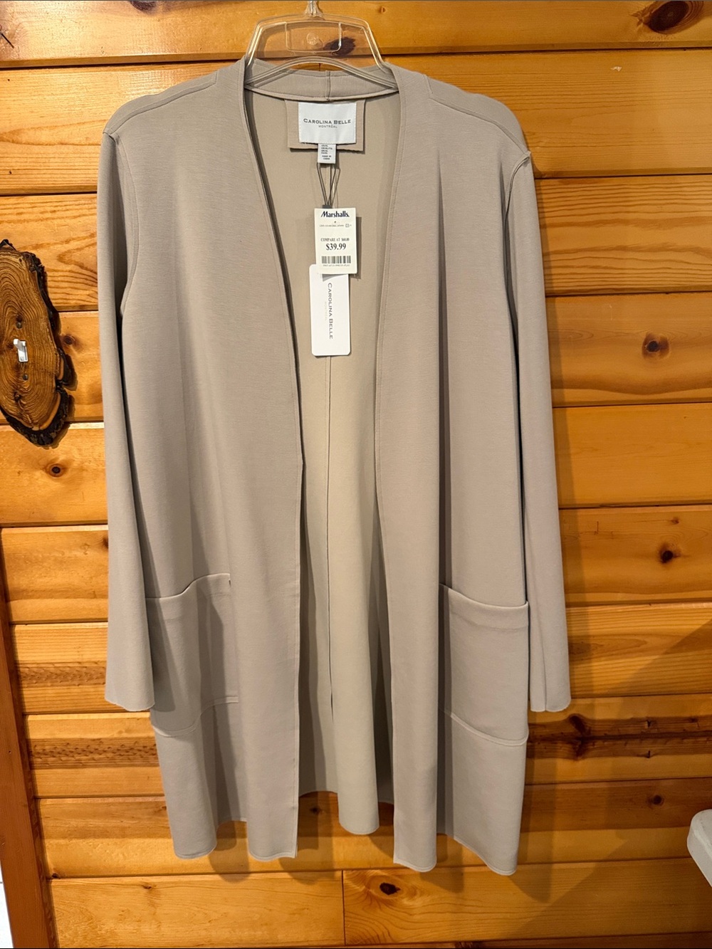 Carolina Belle Taupe Open-Front Long Cardigan